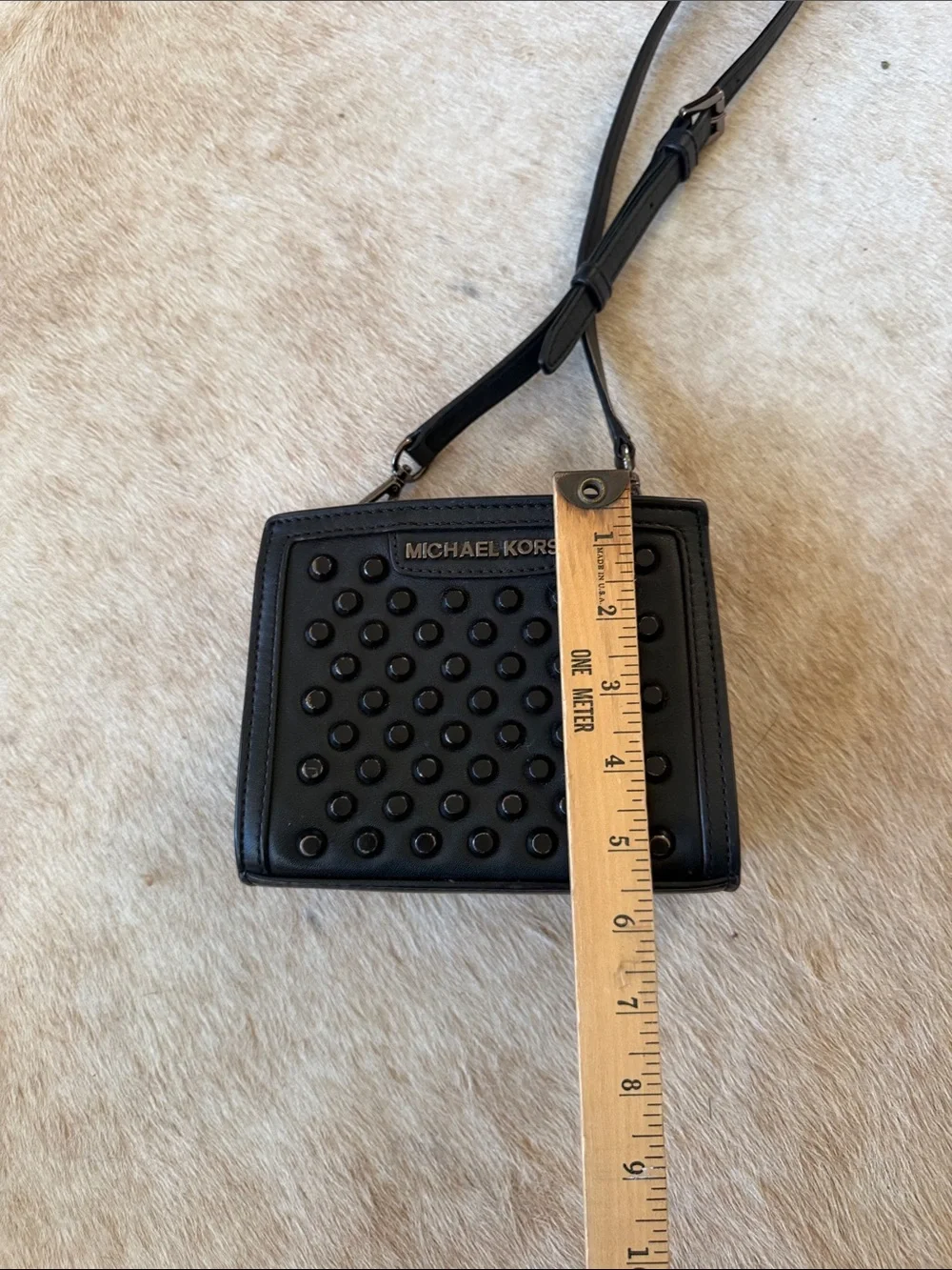 Michael Kors Black Studded Leather Crossbody